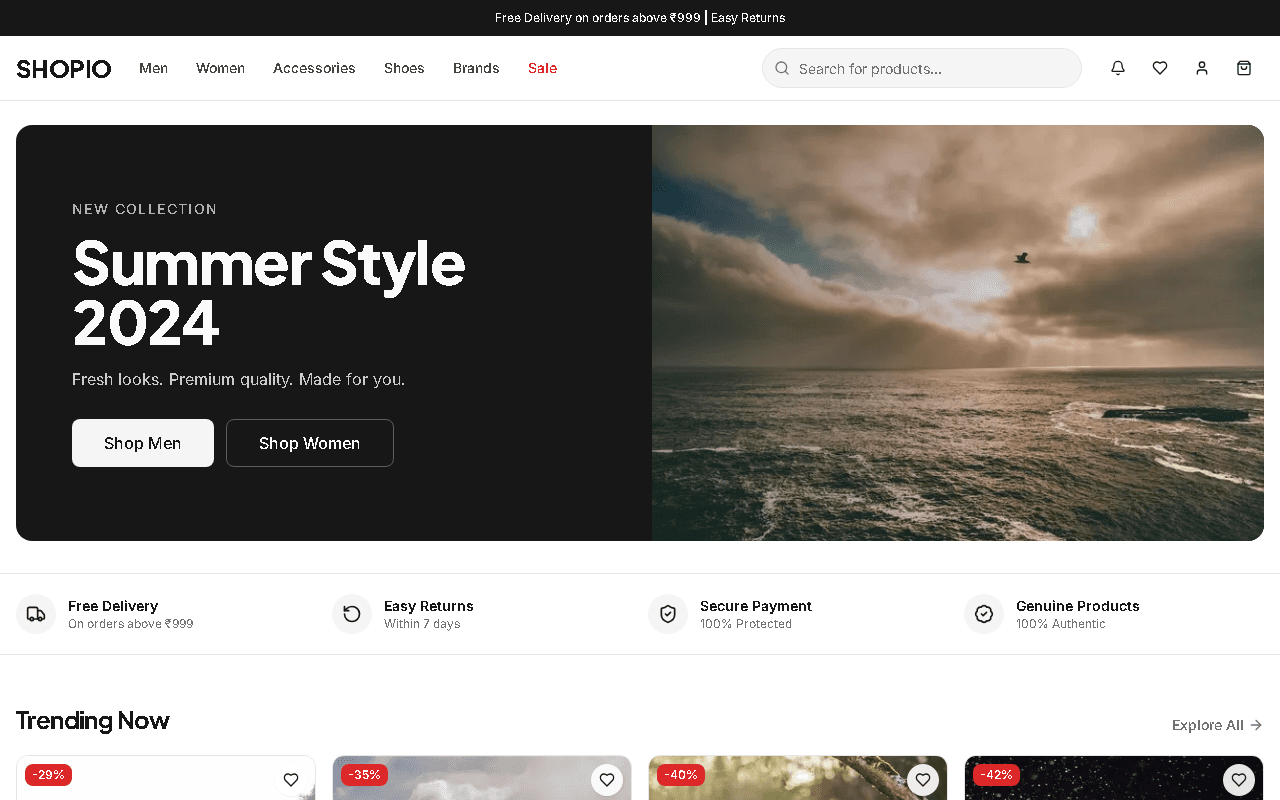SHOPIO E-Commerce Storefront Screenshot
