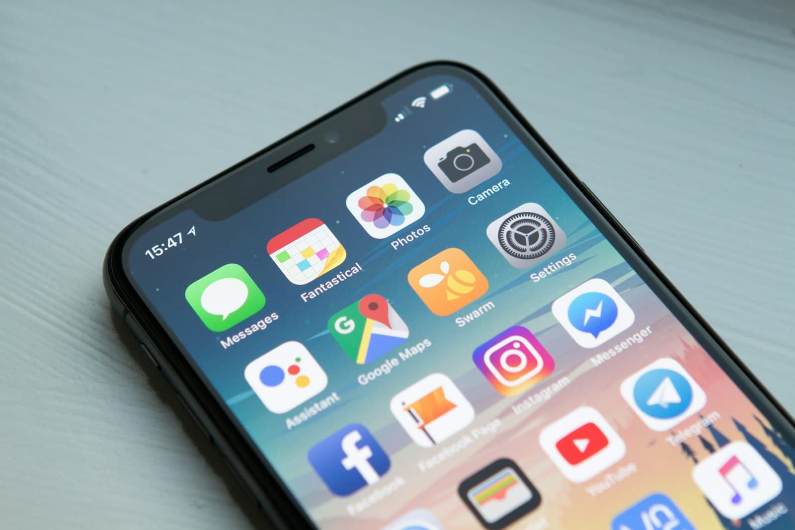 Close-up of a smartphone home screen